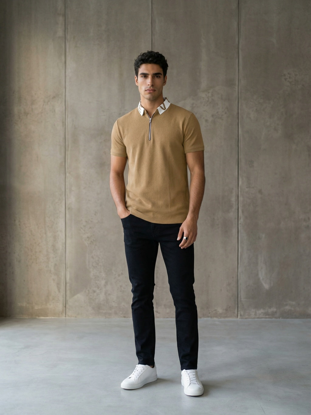 Coastal Zip Polo - Desert Khaki
