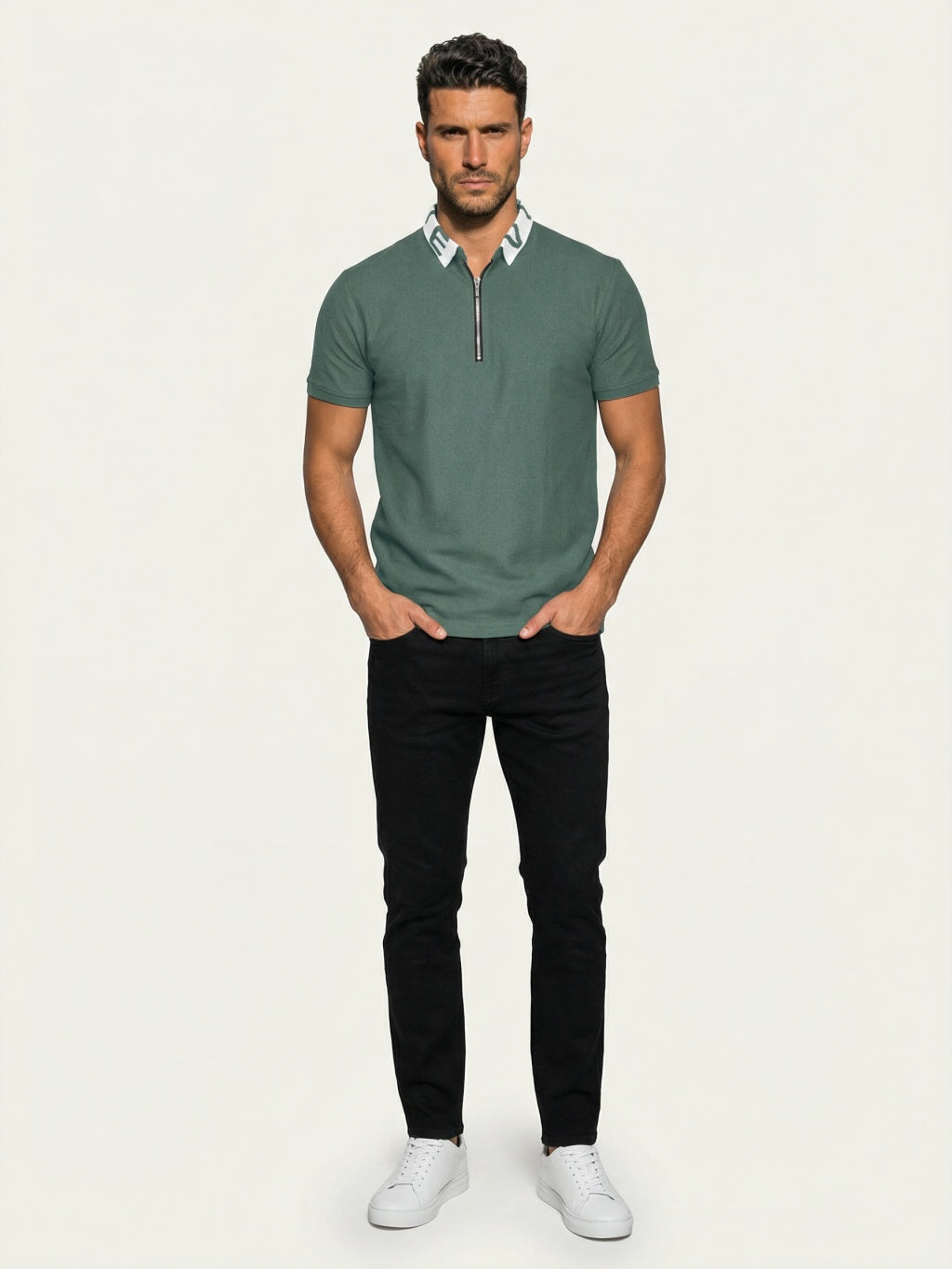 Coastal Zip Polo - Forest Green