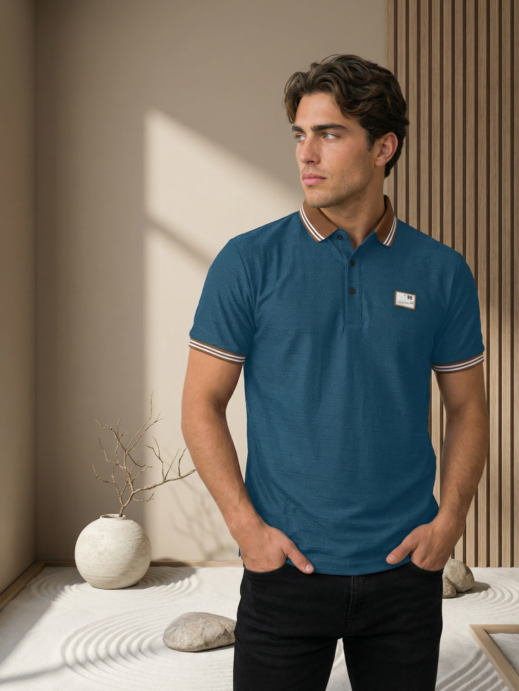 Heritage Trim Polo - Ocean Blue