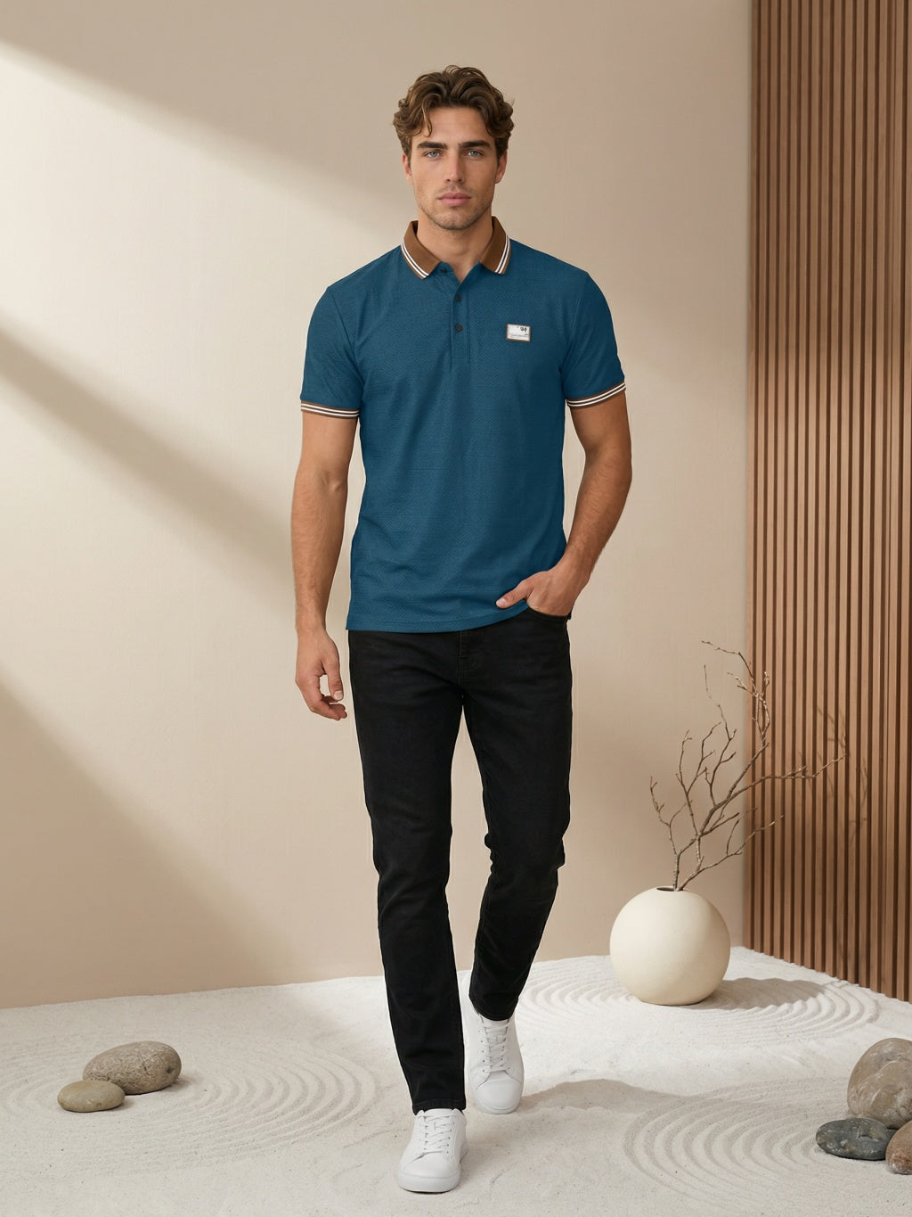 Heritage Trim Polo - Ocean Blue