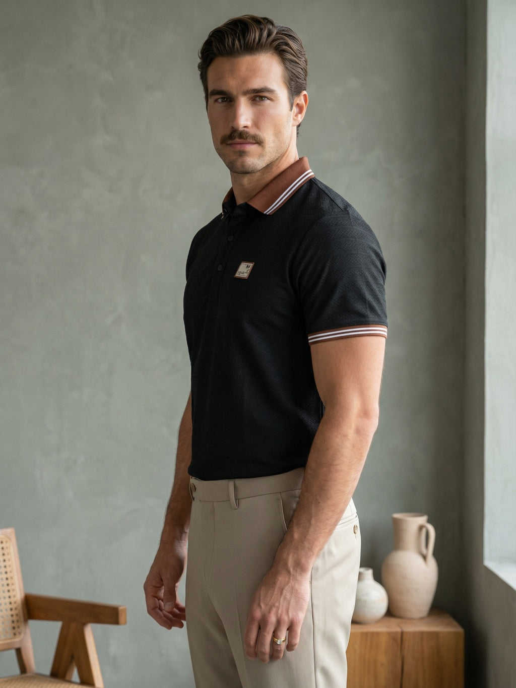 Heritage Trim Polo - Onyx Black