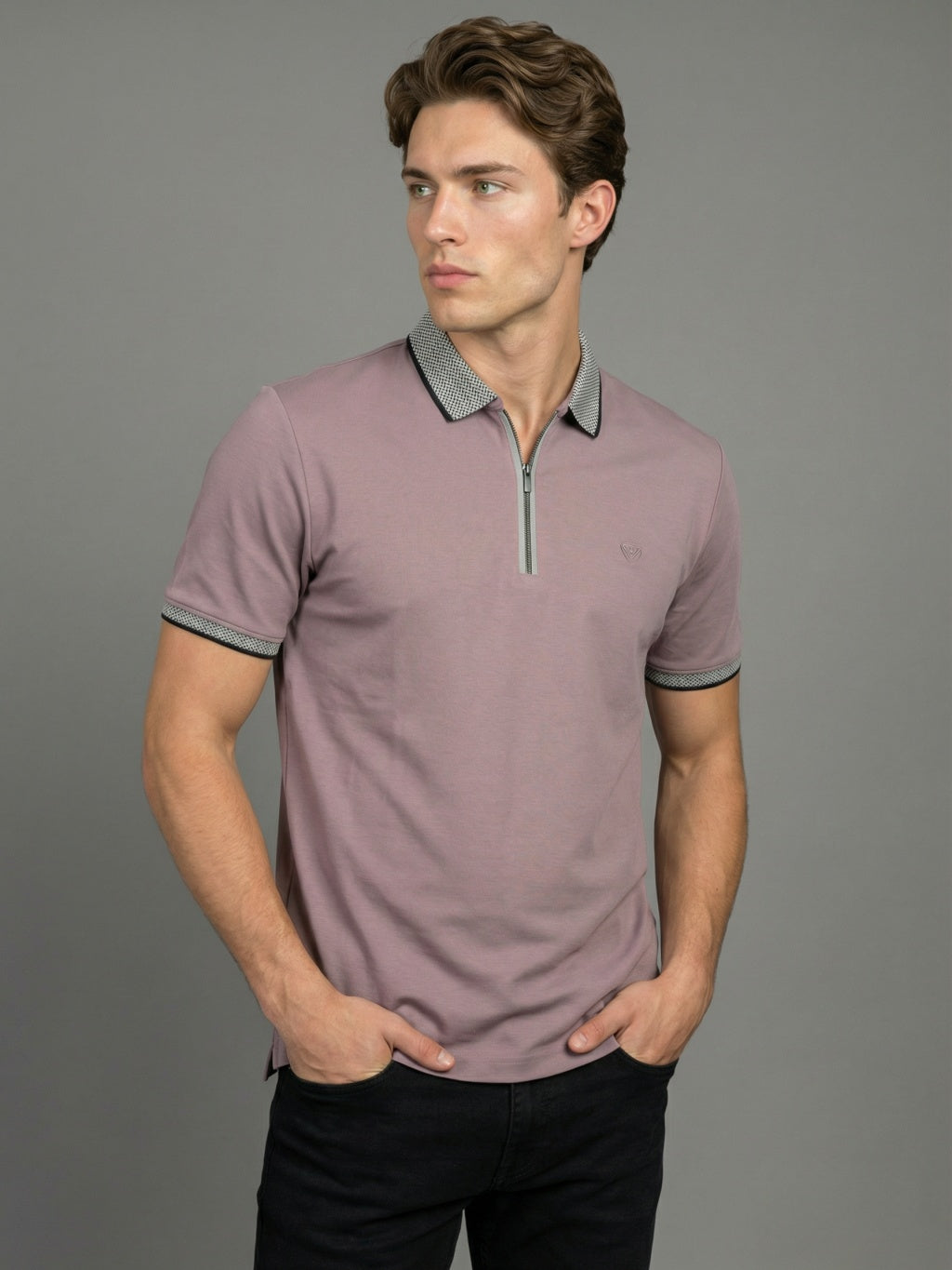 Heritage Zip Polo - Dust Rose