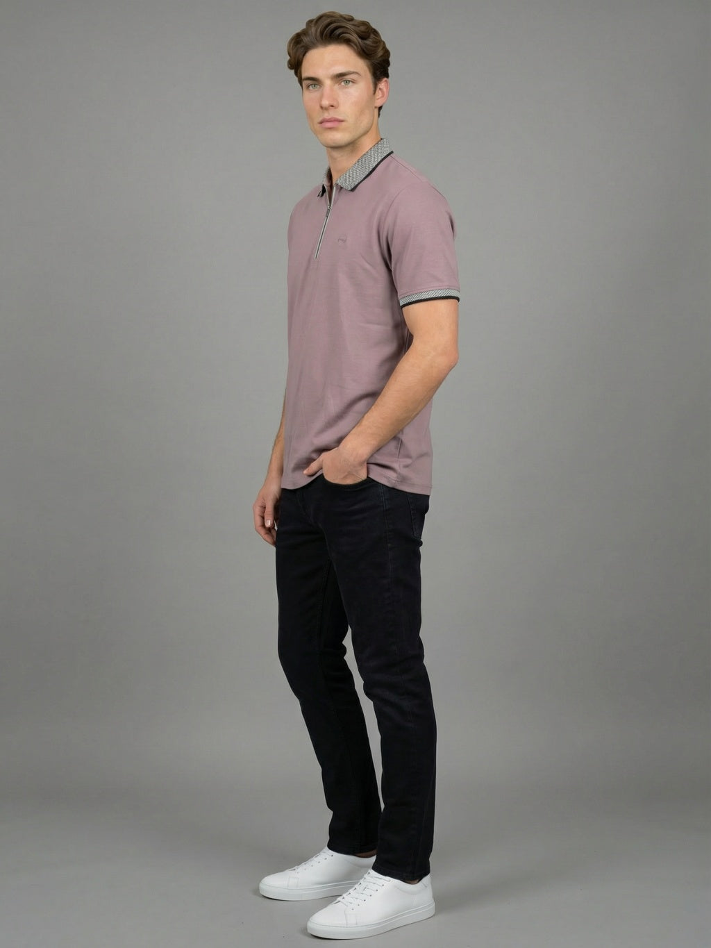 Heritage Zip Polo - Dust Rose