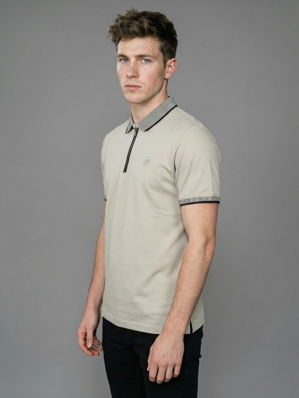 Heritage Zip Polo - Sand Beige