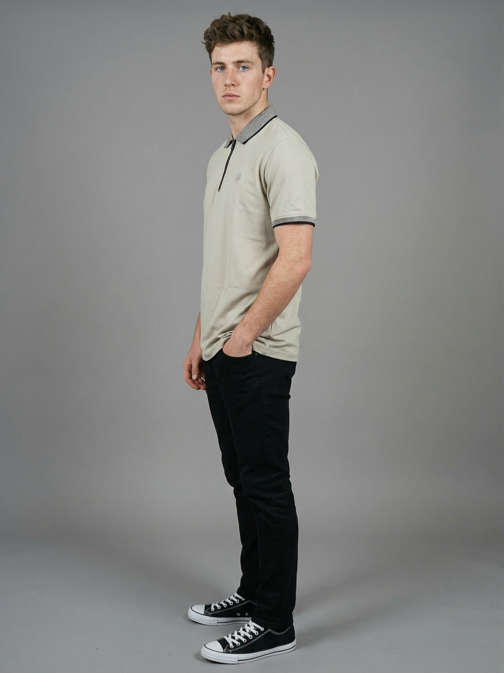 Heritage Zip Polo - Sand Beige
