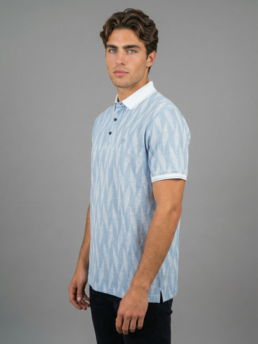 Maison Chevron Polo - Ice Blue