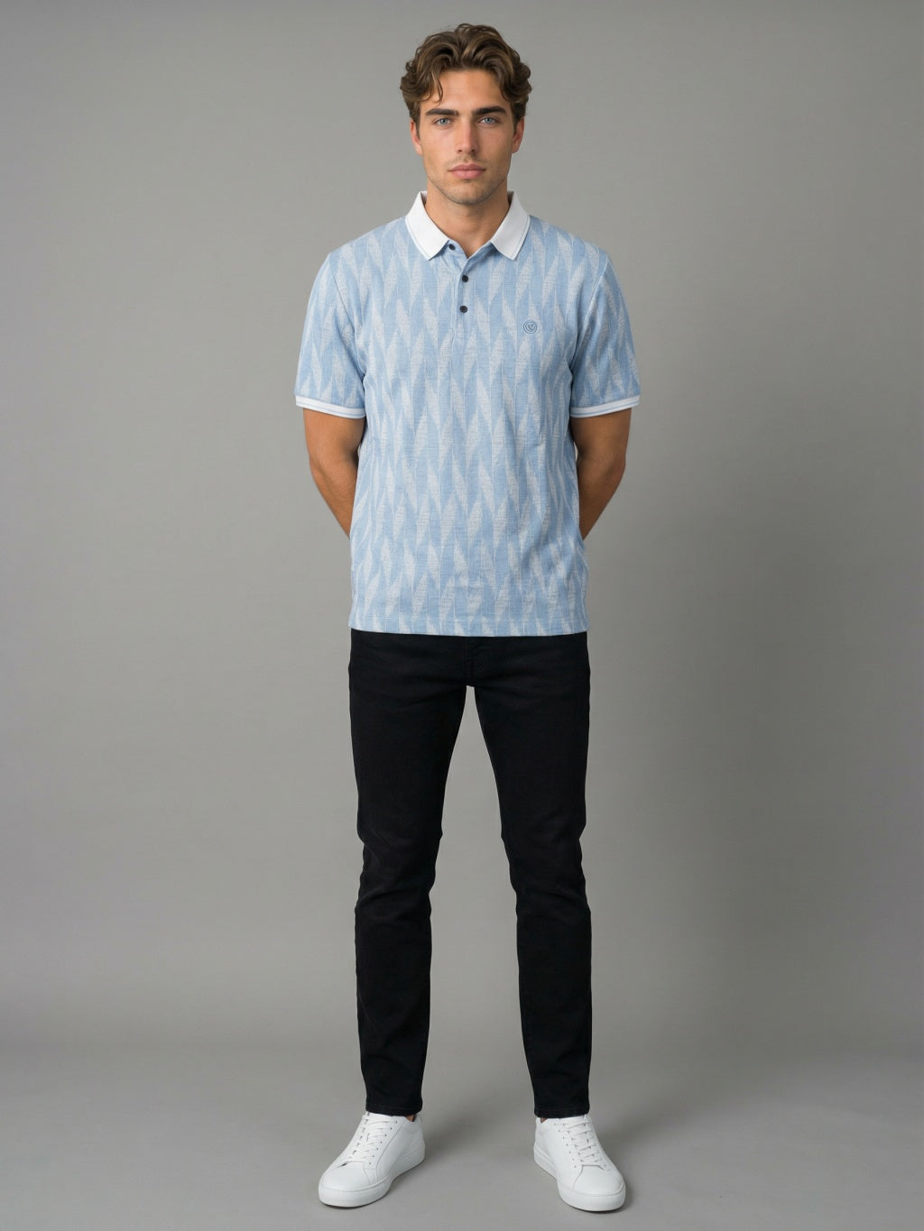 Maison Chevron Polo - Ice Blue