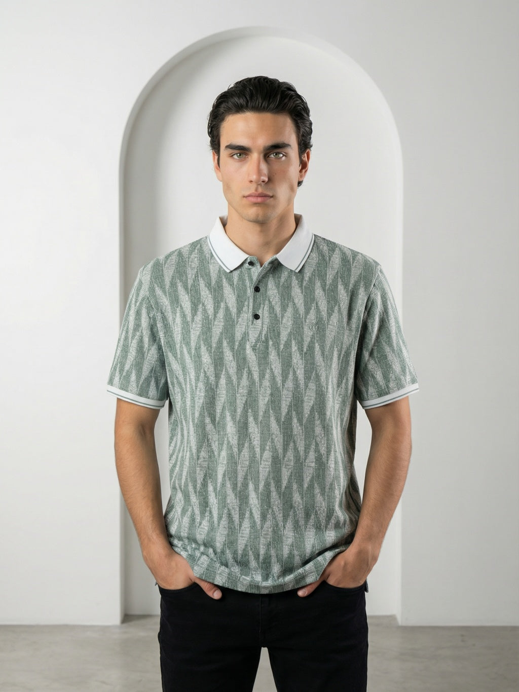 Maison Chevron Polo - Sage Green