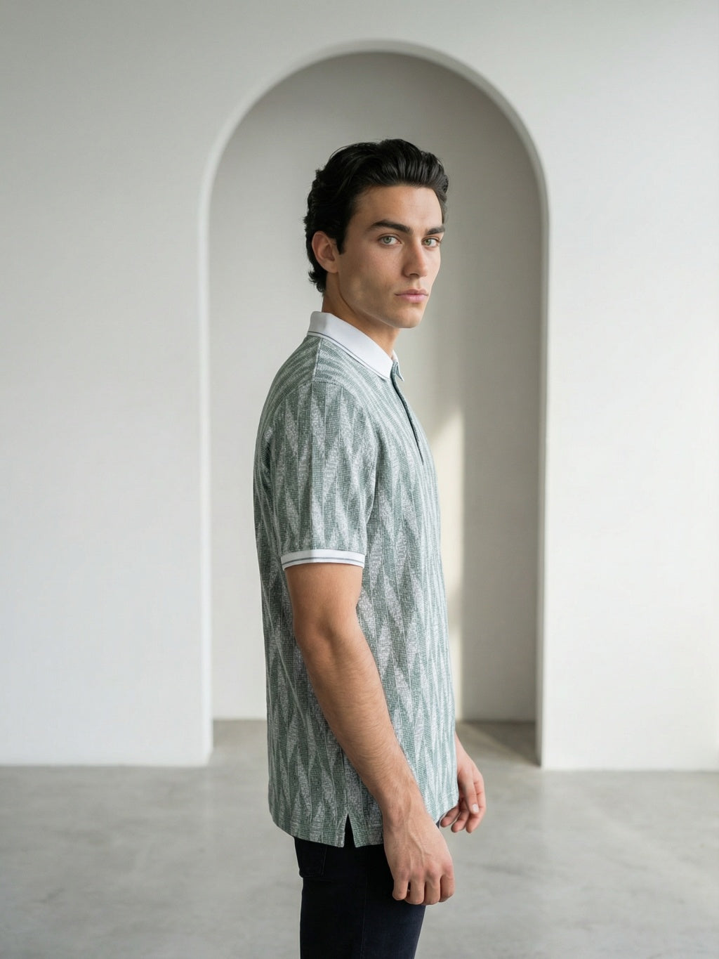 Maison Chevron Polo - Sage Green