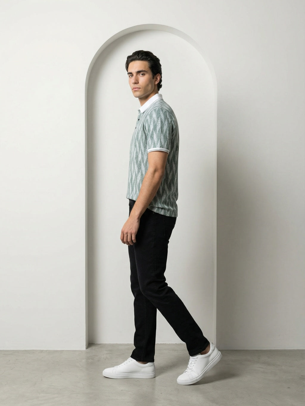 Maison Chevron Polo - Sage Green