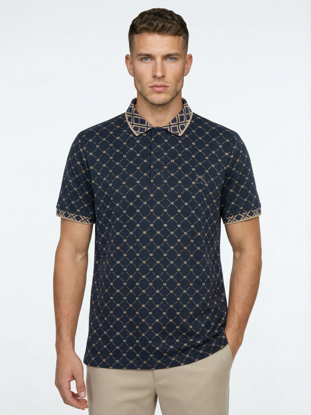 Maison Grid Polo - Midnight Navy