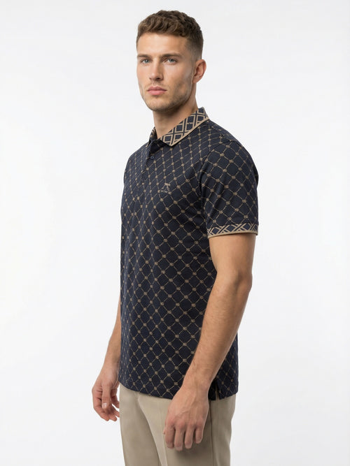 Maison Grid Polo - Midnight Navy