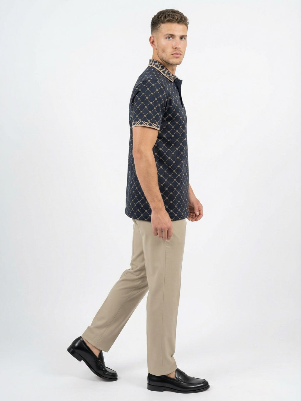 Maison Grid Polo - Midnight Navy
