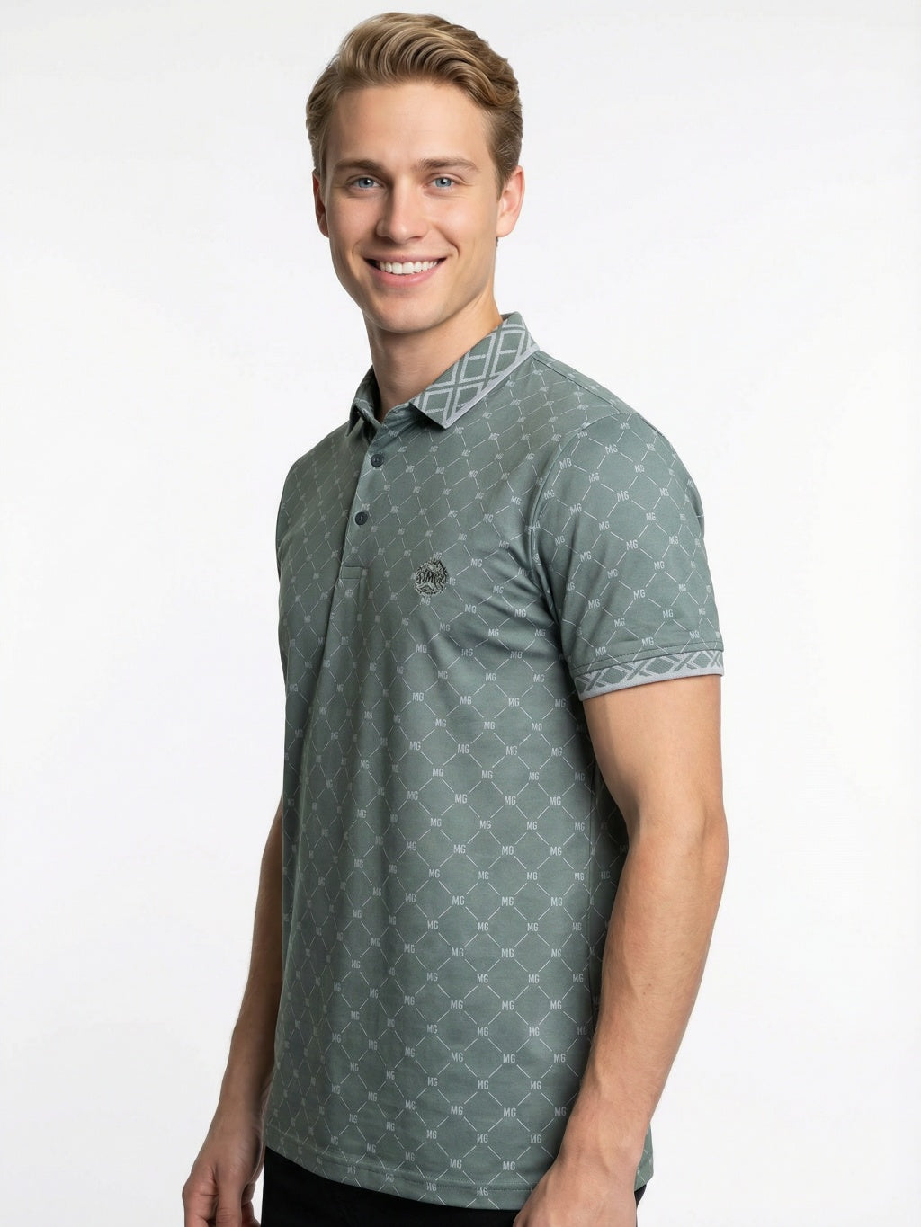 Maison Grid Polo  Sage Green