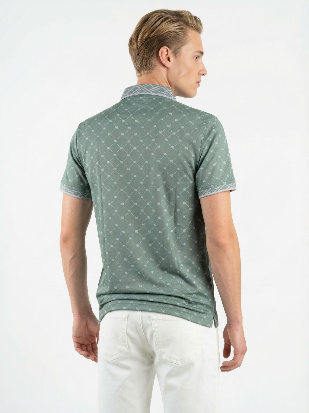 Maison Grid Polo  Sage Green
