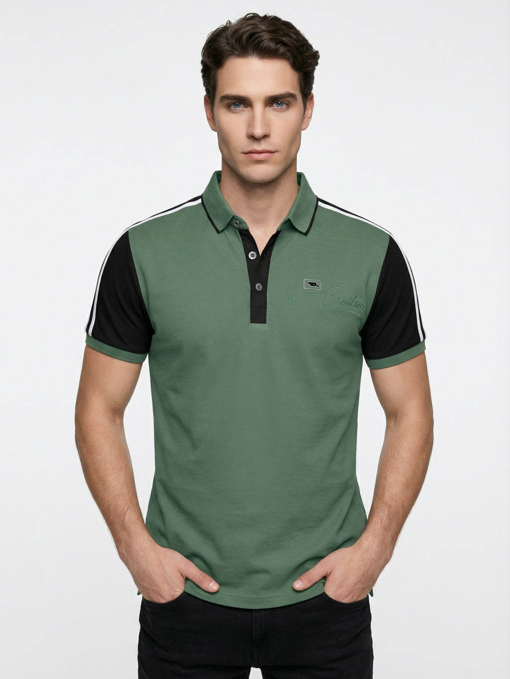 Monaco Stripe Polo - Forest Green