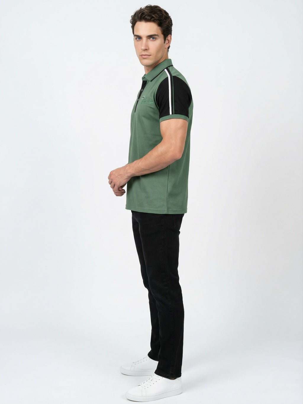 Monaco Stripe Polo - Forest Green