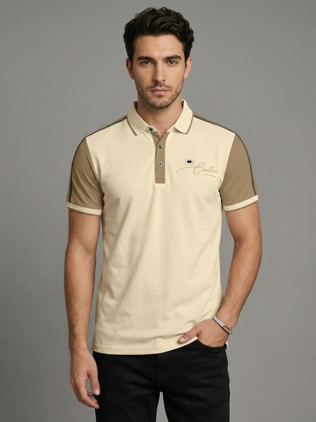 Monaco Stripe Polo - Ivory Beige