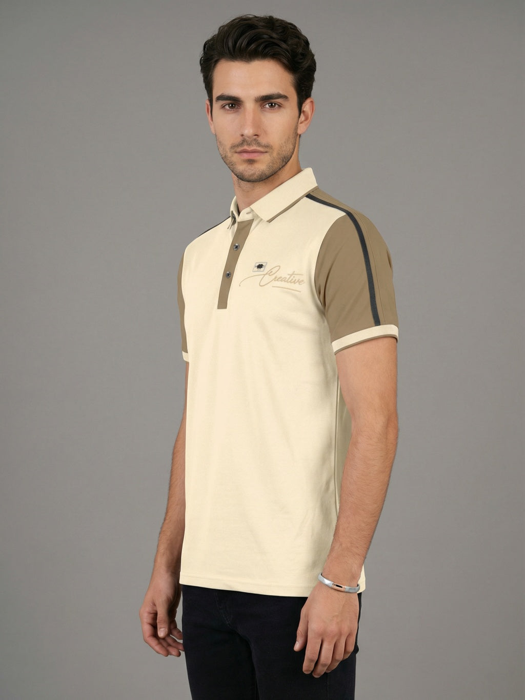 Monaco Stripe Polo - Ivory Beige