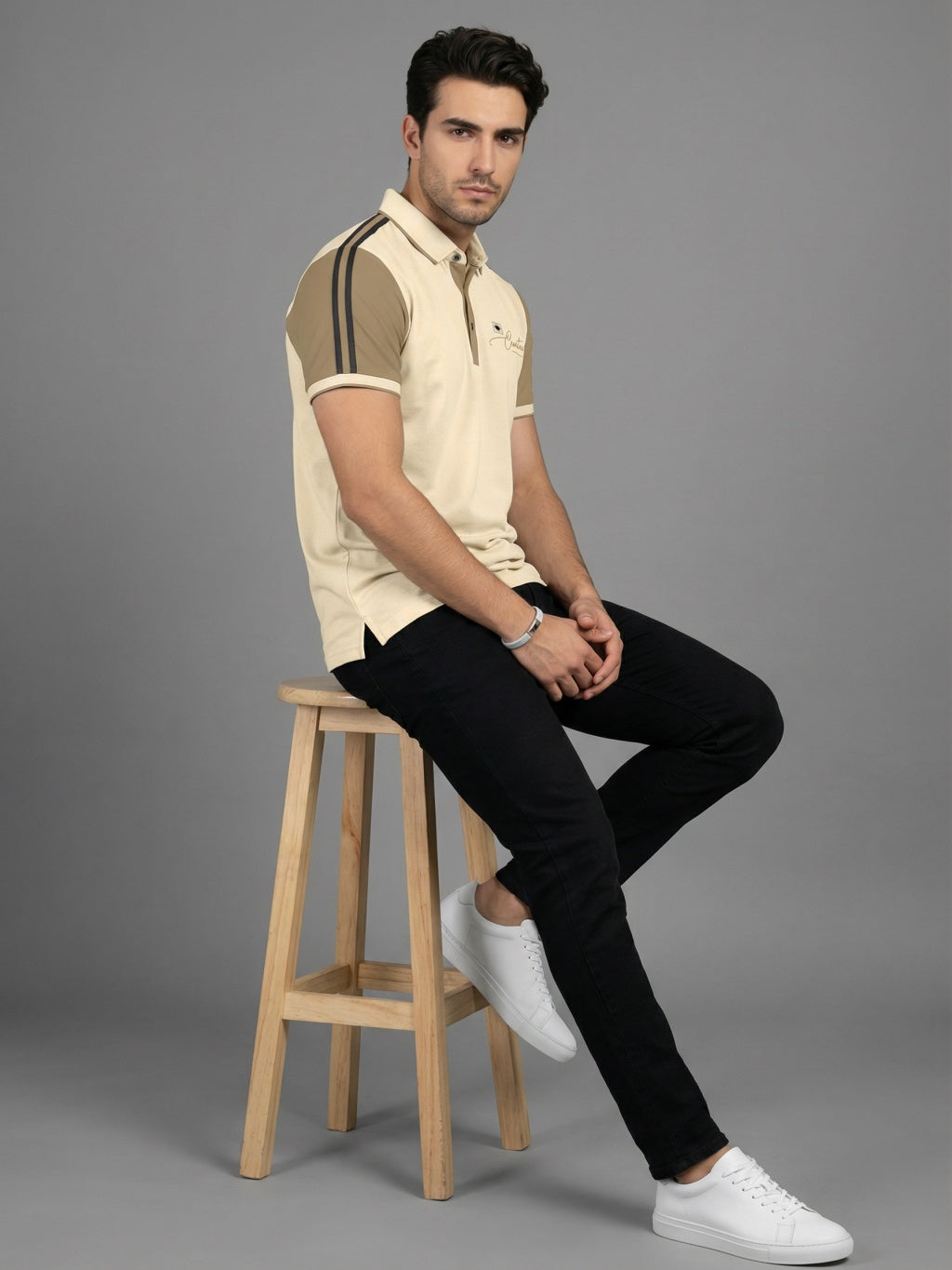Monaco Stripe Polo - Ivory Beige