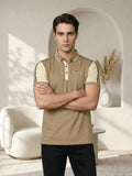 Monaco Stripe Polo - Sand Khaki