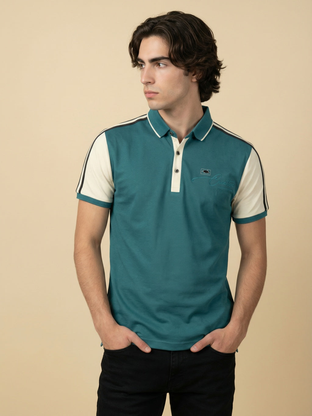 Monaco Stripe Polo - Teal Blue