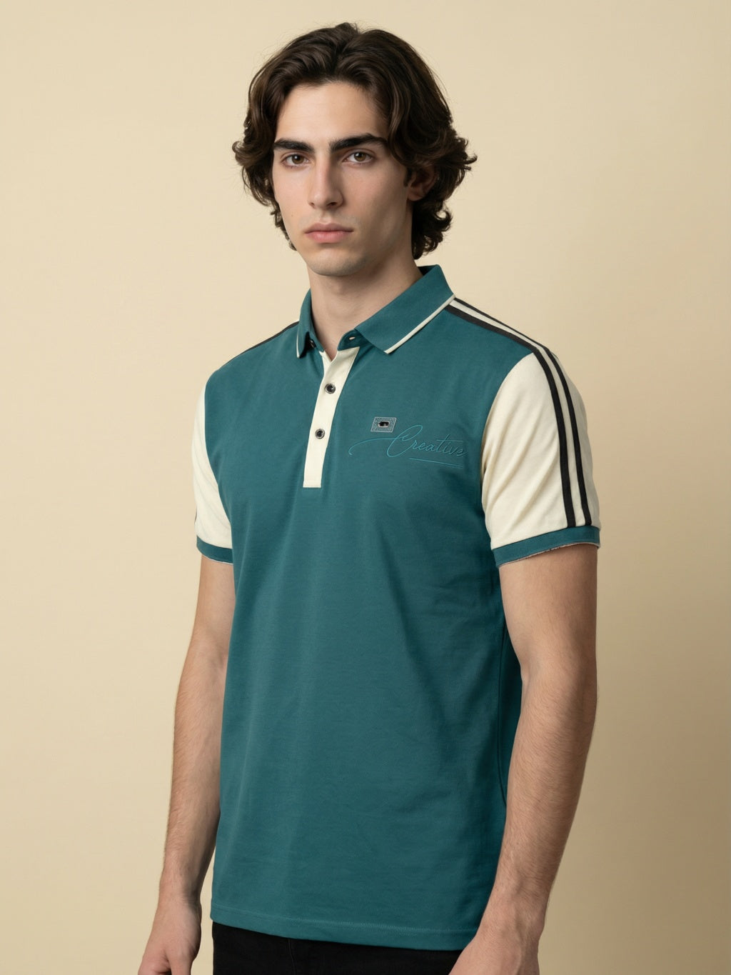Monaco Stripe Polo - Teal Blue