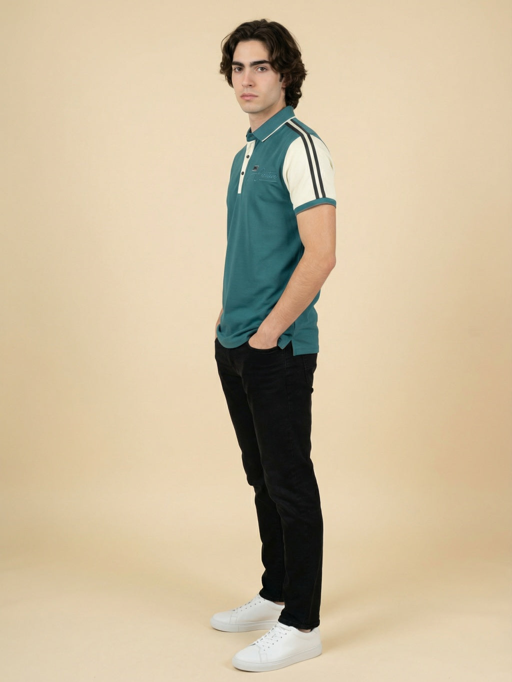 Monaco Stripe Polo - Teal Blue